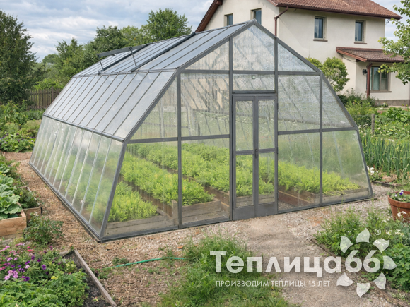 Теплица Рада Балхаш из поликарбоната, 5х8 метров, графитовая